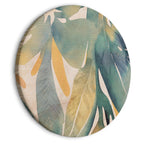 Round Canvas Print: Watercolor Tropics Leaves