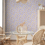 Creamy Little Flowers Blue Floral Wallpaper