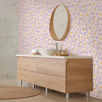 Creamy Little Flowers Blue Floral Wallpaper