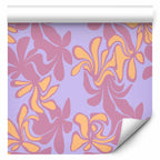 Wallpaper Exotic Two-Tone Flowers: Purple on Blue
