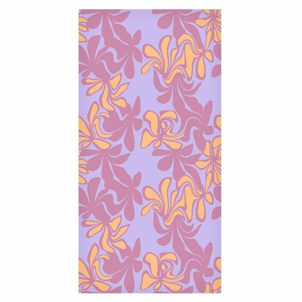Two-Tone Exotic Flower Wallpaper in Purple and Orange