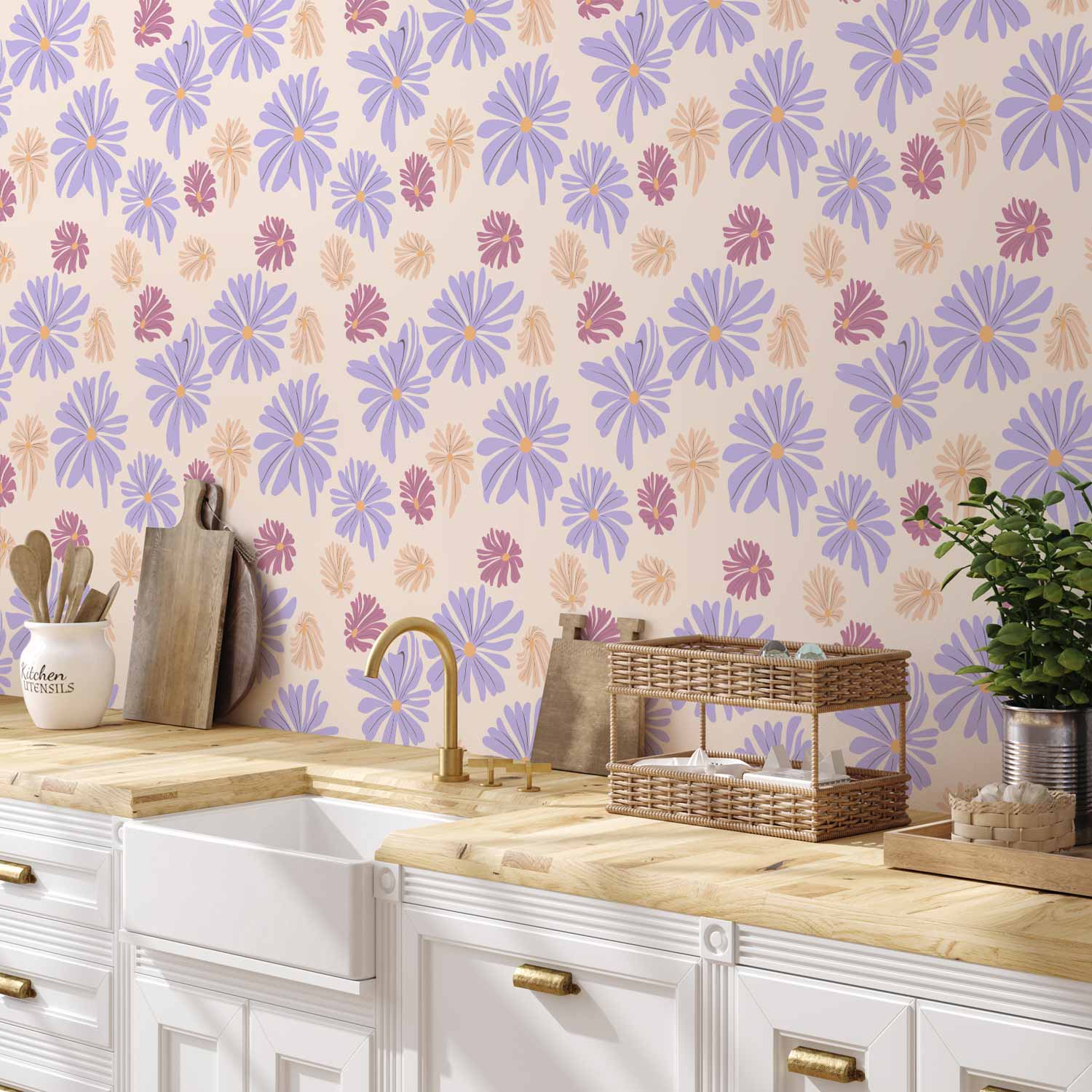 Floating Tiny Flowers Floral Wallpaper