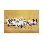 Japanese Crane Flock Gold DIY Large Canvas Print