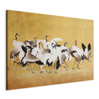 Japanese Crane Flock Gold DIY Large Canvas Print
