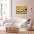 Japanese Cranes Gold Background Poster