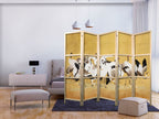 Golden Cranes 5-Panel Japanese Room Divider