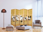 Golden Cranes 5-Panel Japanese Room Divider