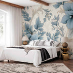 Turquoise Floral Retro Wall Mural