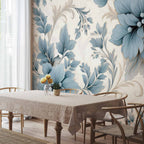 Turquoise Floral Retro Wall Mural