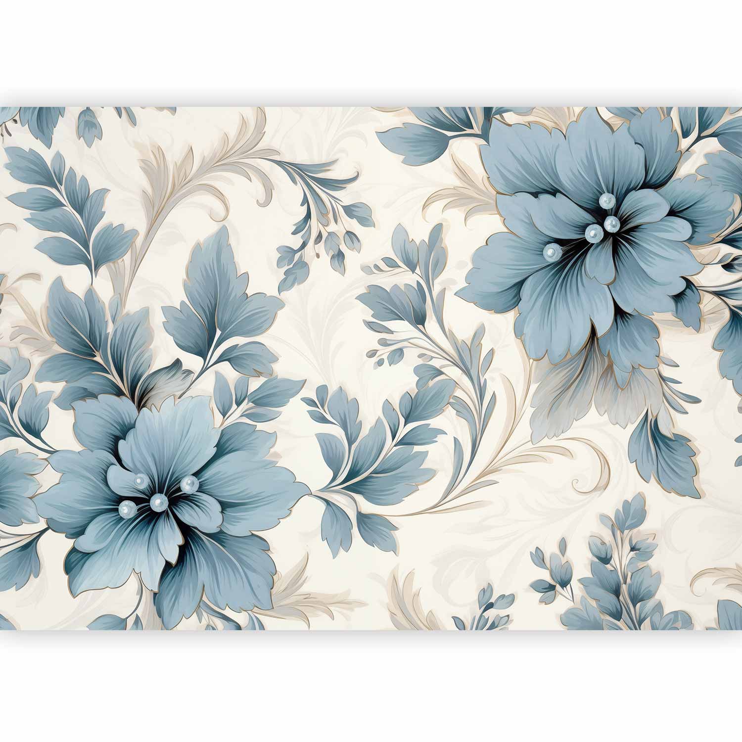 Wall Mural Turquoise Flowers Floristic Decor