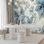 Turquoise Floral Retro Wall Mural