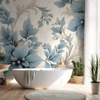 Turquoise Floral Retro Wall Mural