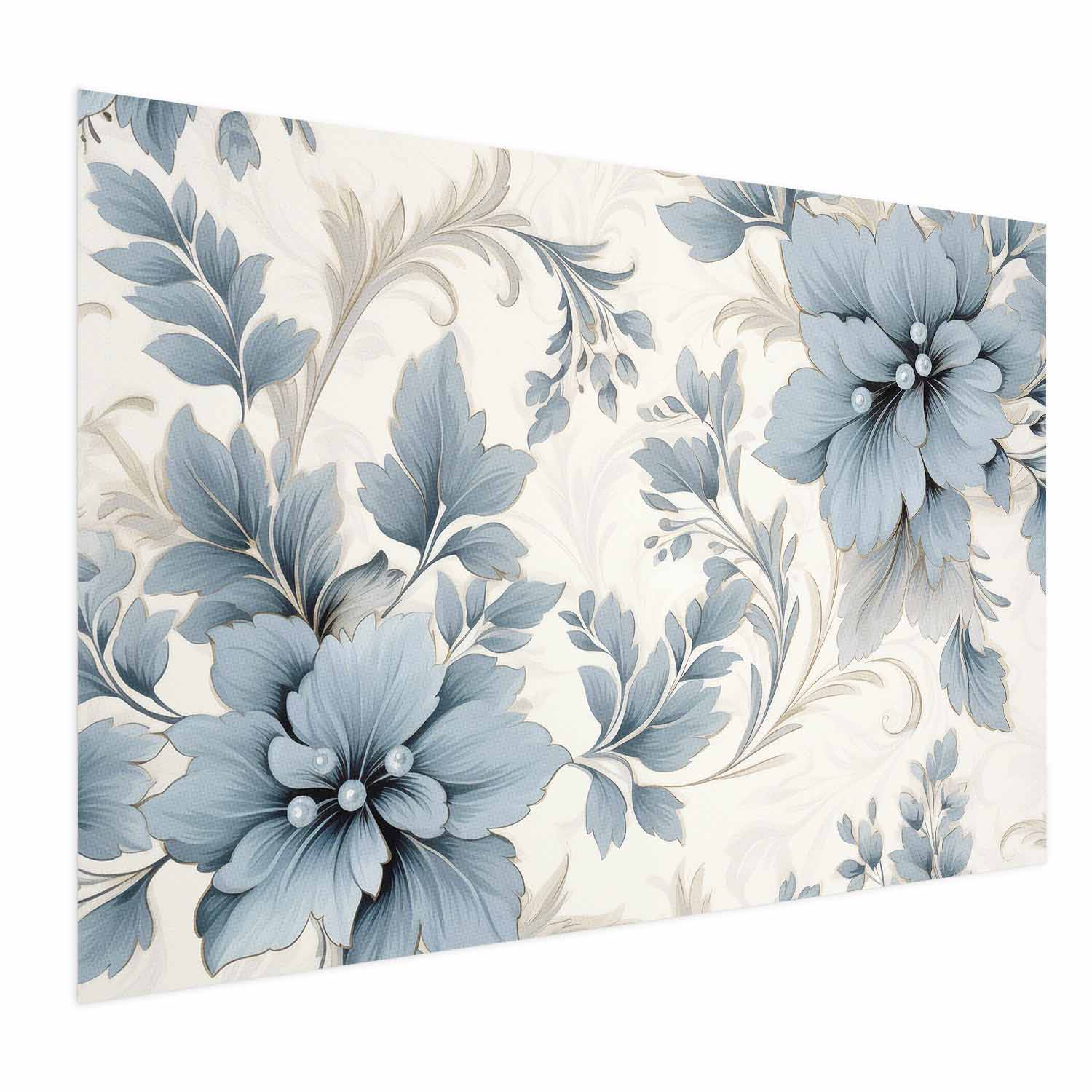 Turquoise Ornamental Retro Flower Poster