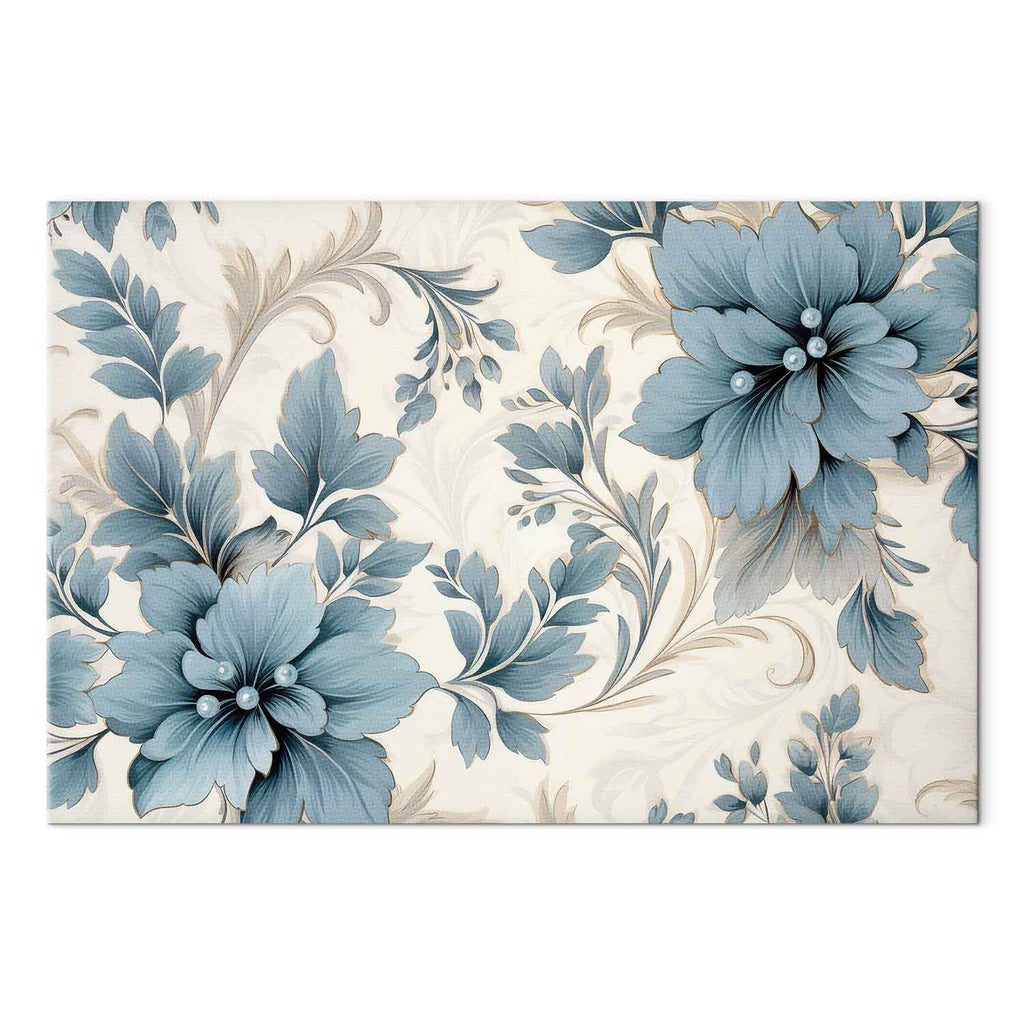 Turquoise Floral Retro Canvas Print