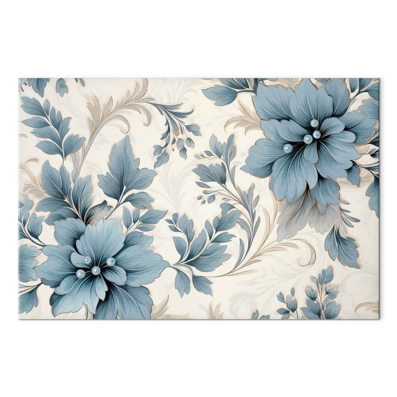 Turquoise Floral Retro Canvas Print