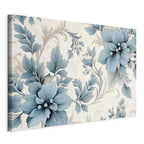 Canvas Print: Turquoise Flowers in Retro Floristic Ornaments