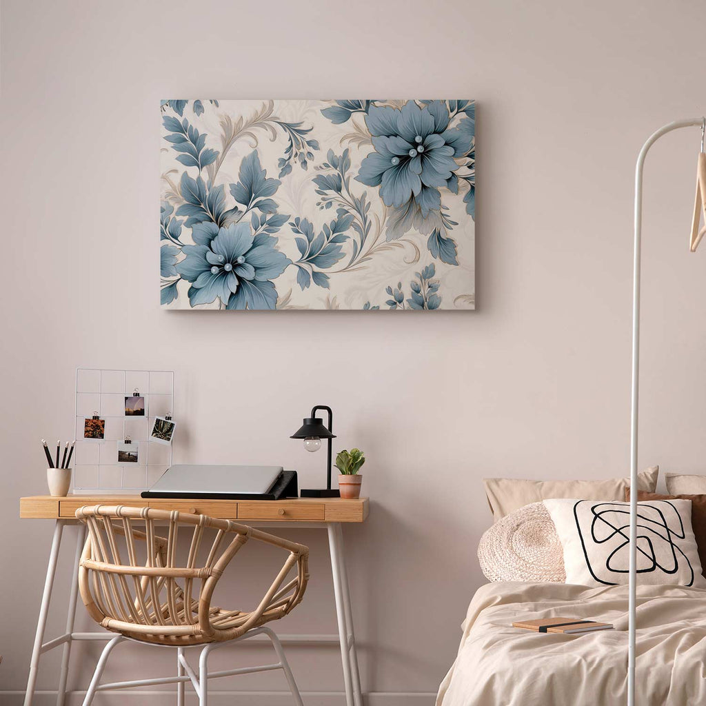 Turquoise Floral Retro Canvas Print