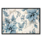 Turquoise Floral Retro Canvas Print