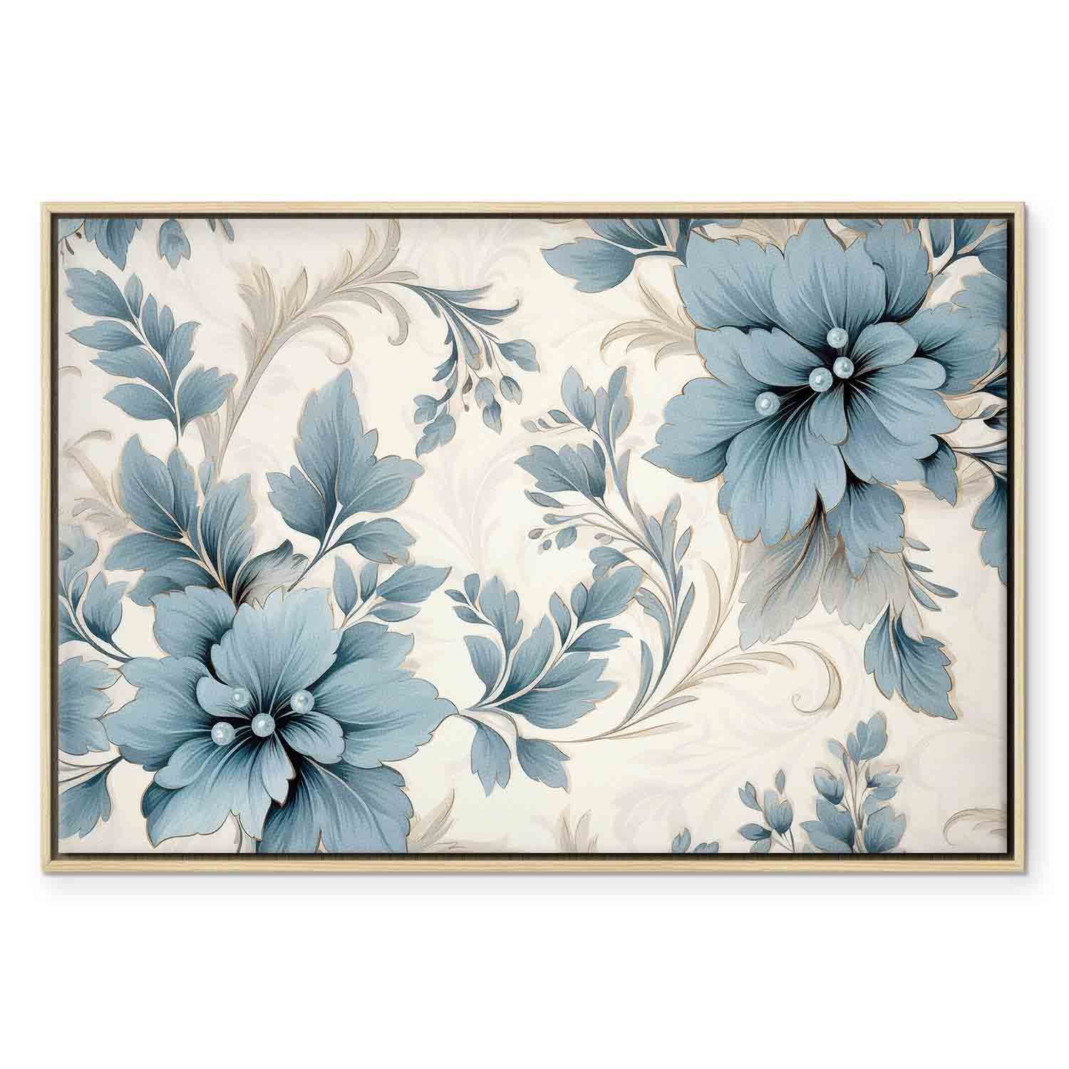 Turquoise Floral Retro Canvas Print