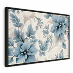 Canvas Print: Turquoise Flowers in Retro Floristic Ornaments