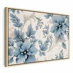 Canvas Print: Turquoise Flowers in Retro Floristic Ornaments