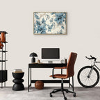 Canvas Print: Turquoise Flowers in Retro Floristic Ornaments