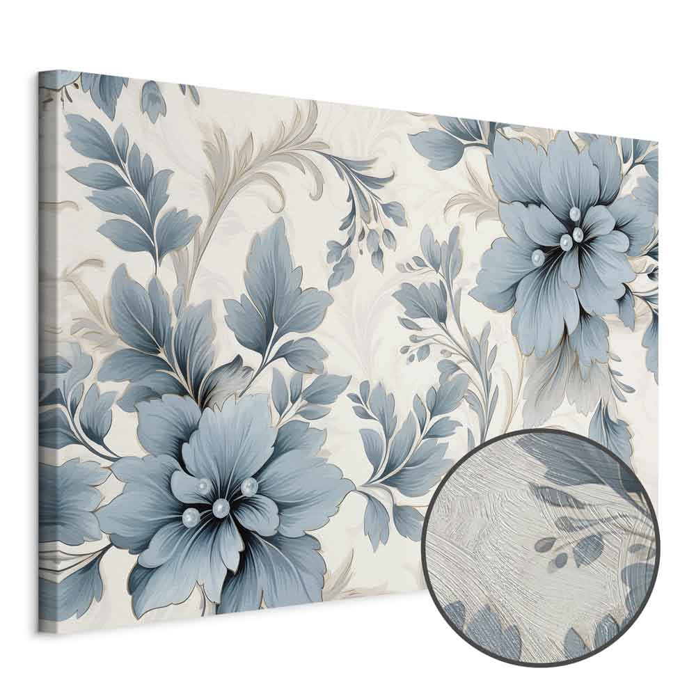 Turquoise Floral Retro Canvas Print