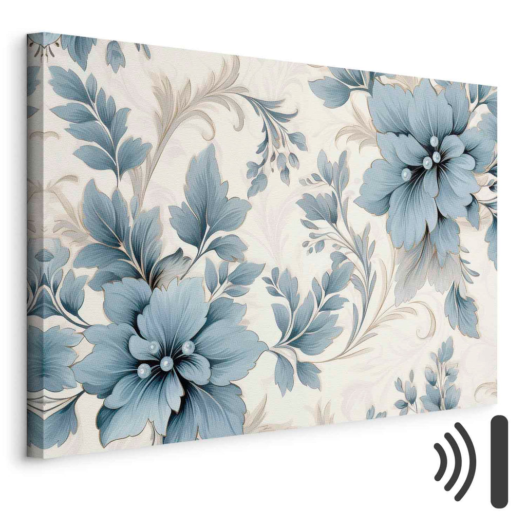 Turquoise Floral Retro Canvas Print