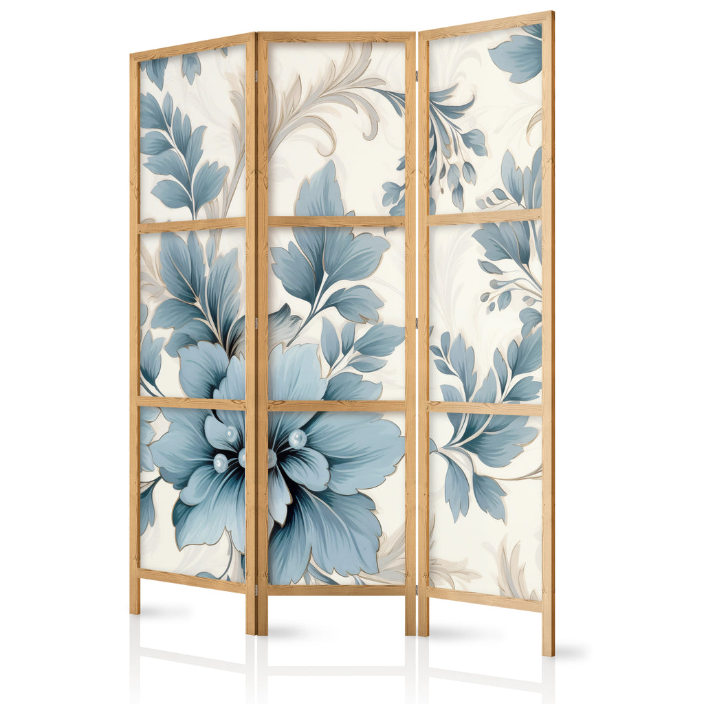 Japanese Room Divider - Turquoise Flowers in Retro Ambiance