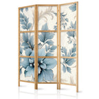 Japanese Room Divider - Turquoise Flowers in Retro Ambiance