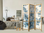 Japanese Room Divider - Turquoise Flowers in Retro Ambiance