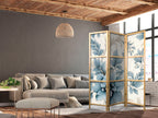 Japanese Room Divider - Turquoise Flowers in Retro Ambiance