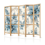 Room Divider - Japanese Turquoise Floral Pattern in Retro Ambiance