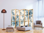 Room Divider - Japanese Turquoise Floral Pattern in Retro Ambiance