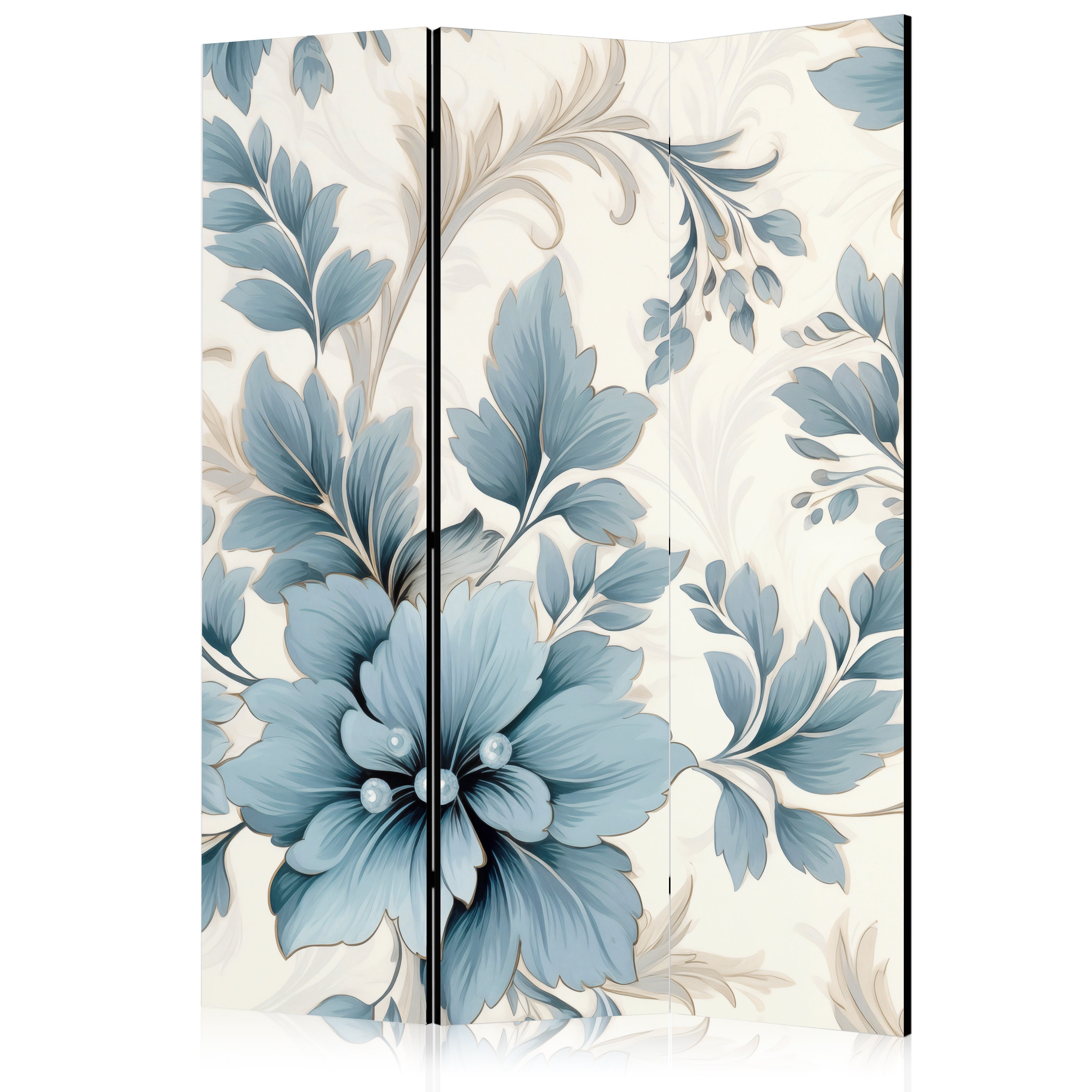 Room Divider with Turquoise Flowers - Floral Ornament