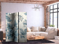 Turquoise Retro Floral Ornaments 3-Panel Room Divider