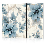 Room Divider - Turquoise Flowers in Retro Vibe
