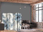 Room Divider - Turquoise Flowers in Retro Vibe
