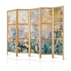 Japanese Room Divider - 5-Panel Floral Meadow Motif