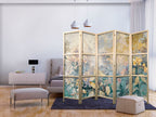 Japanese Room Divider - 5-Panel Floral Meadow Motif