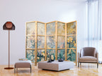 Japanese Room Divider - 5-Panel Floral Meadow Motif