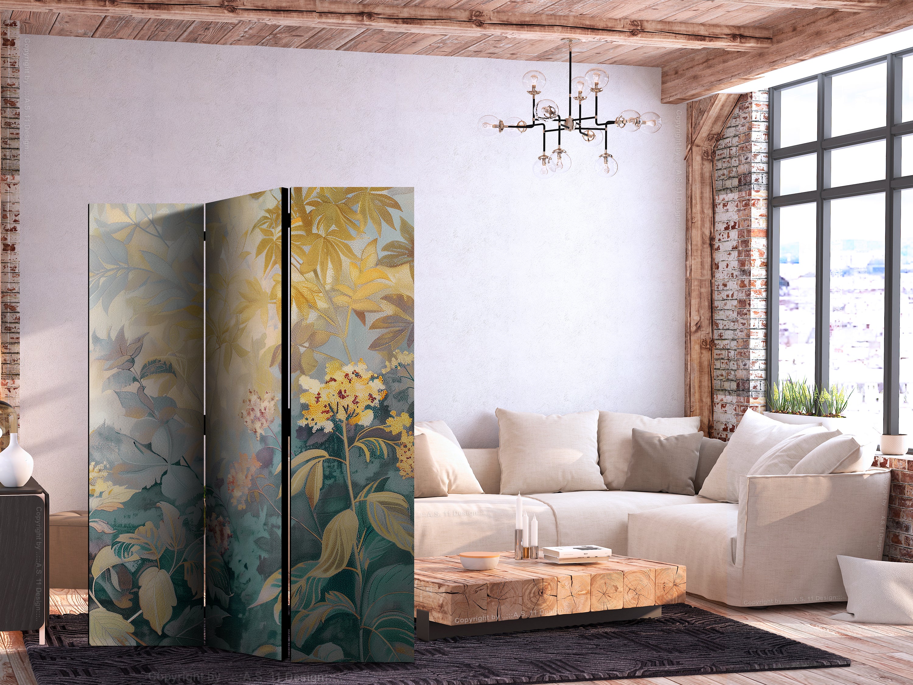 Room Divider Tapestry Pattern Meadow and Flowers Kilim Spring Motif