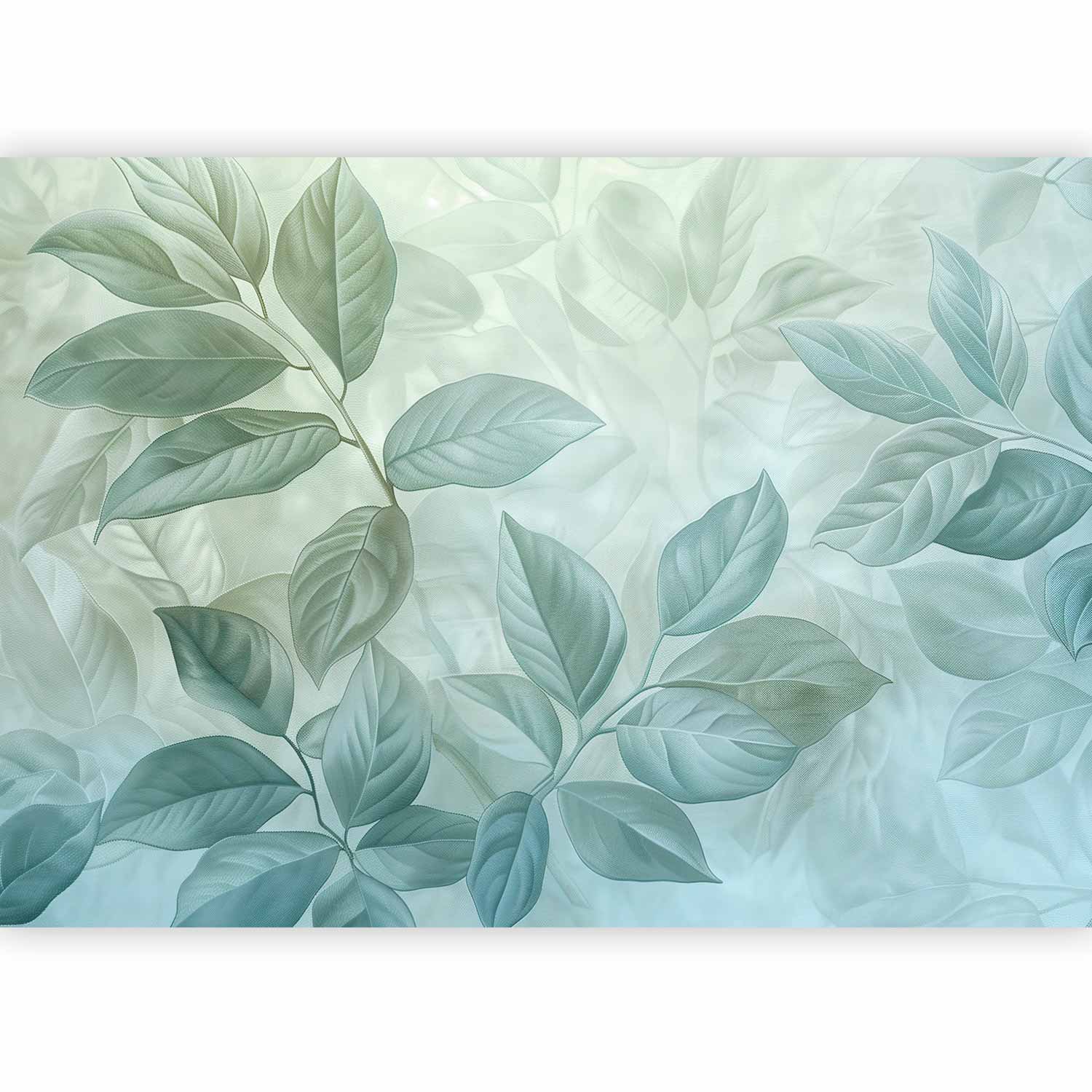 Wall Mural Large Leaves Green Mint Botanical Motif