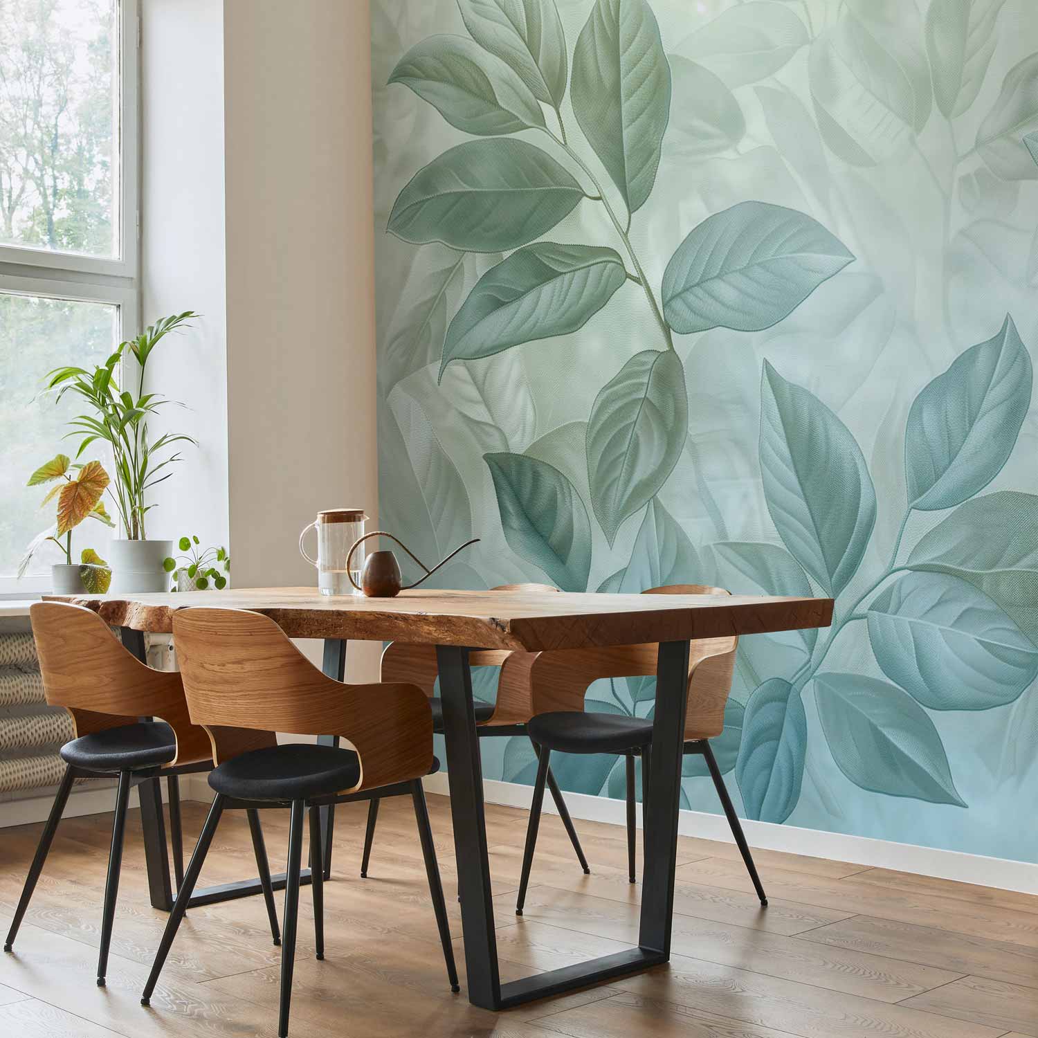 Green Mint Large Leaf Botanical Wall Mural