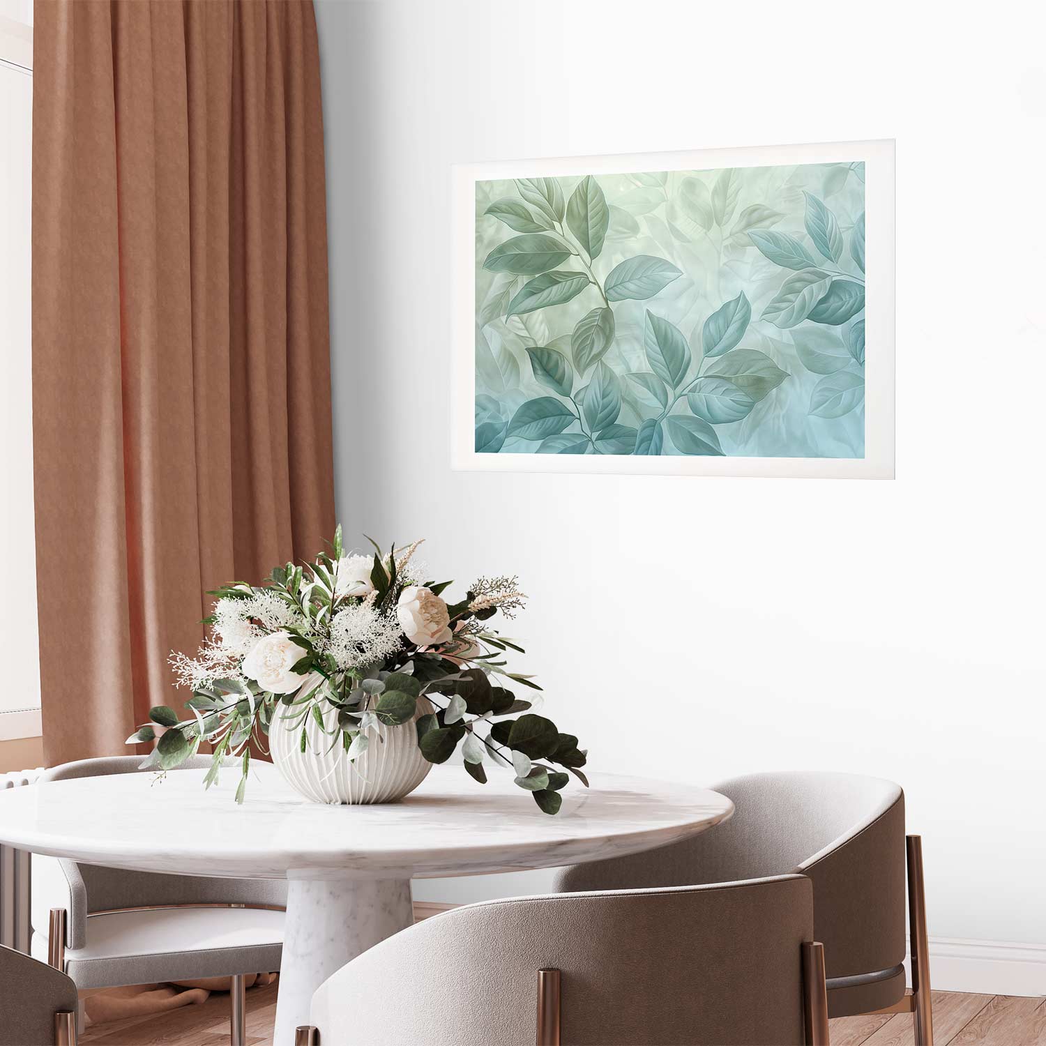 Mint Leaf Botanical Blue Poster