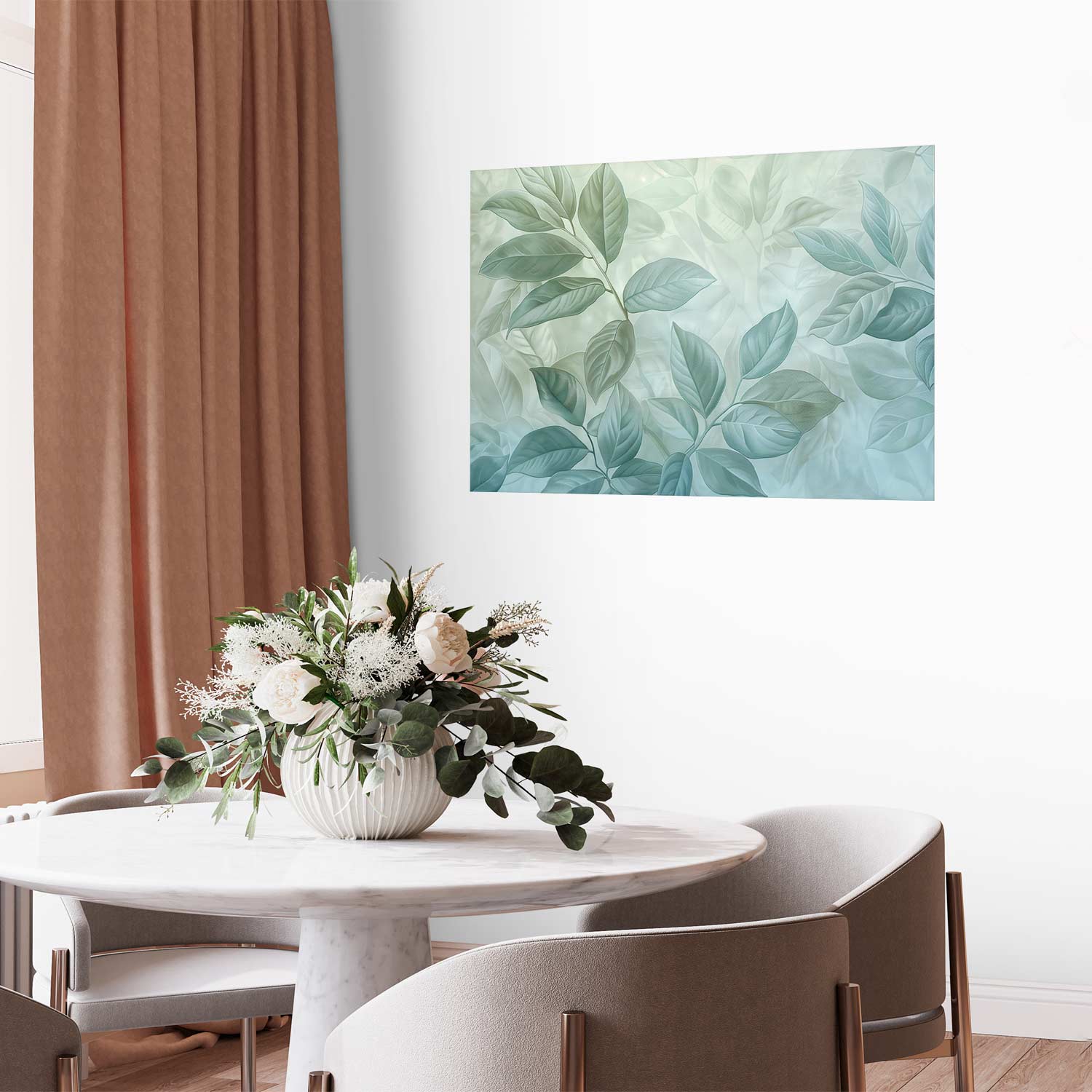 Mint Leaf Botanical Blue Poster