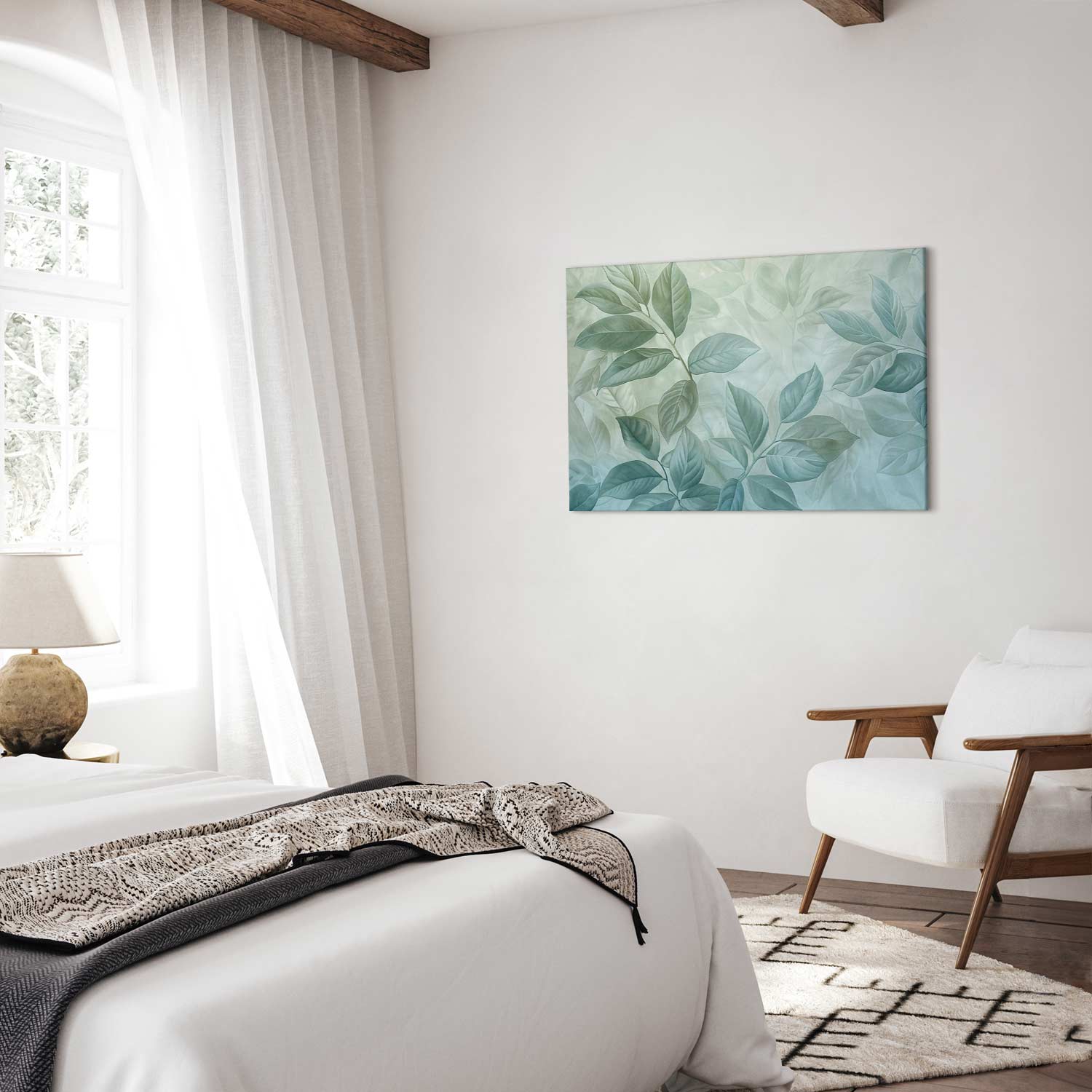 Green Mint Botanical Leaves Canvas Print