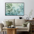 Canvas Print - Large Leaves in Shades of Green-Mint: Botanical Motif