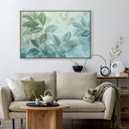 Canvas Print - Large Leaves in Shades of Green-Mint: Botanical Motif