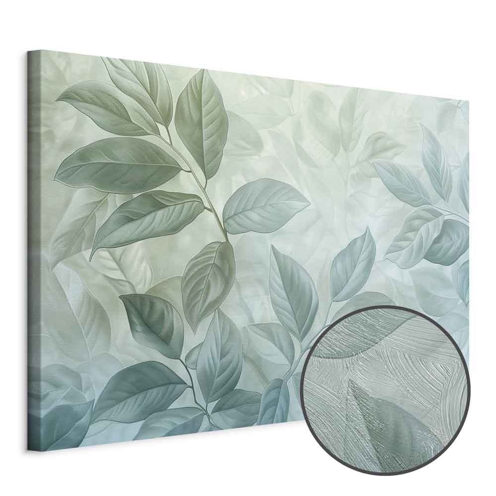 Green Mint Botanical Leaves Canvas Print